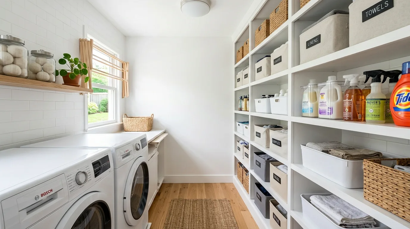 Choose lighter finishes to open up the room inspiration for a small laundry room.